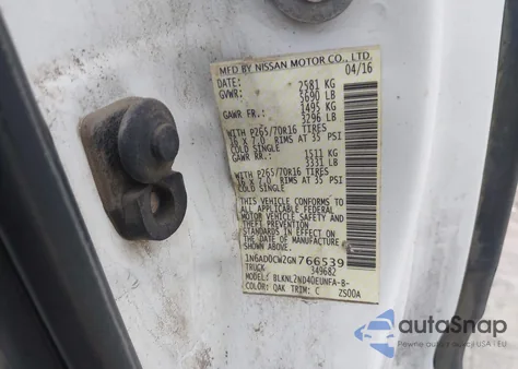 2016 Nissan Frontier Sv из США, поврежденный, VIN 1N6AD0CW2GN766539